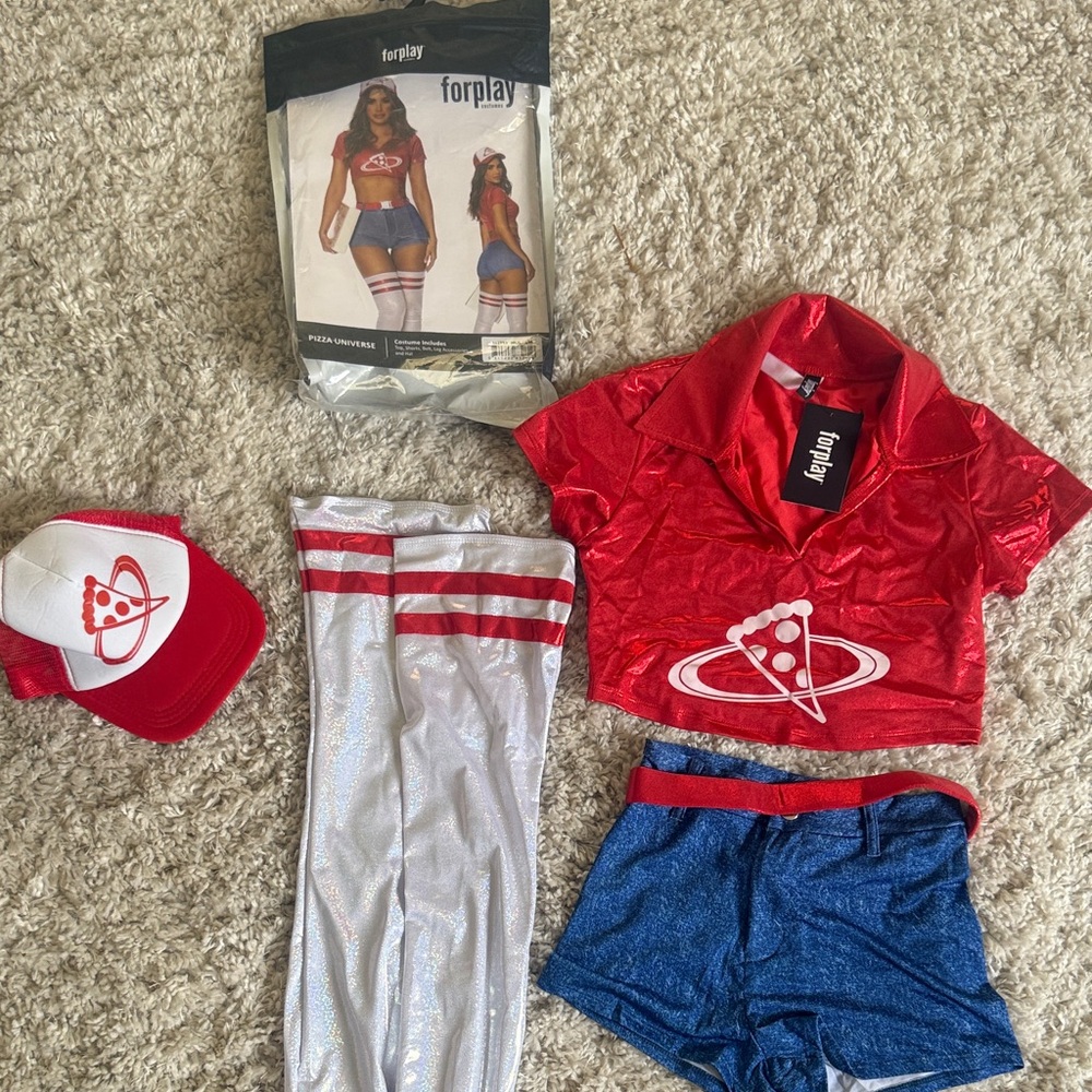 Forplay Red and Blue Space Pizza Delivery Costume HALLOWEEN